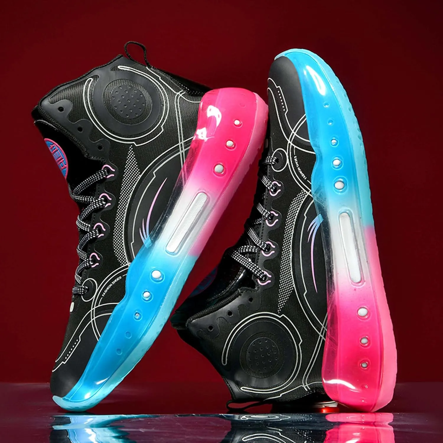 Men's Professional High Top Basketball Shoes Outdoor Anti-Slip Cushioning Teenage Sports Running Training Shoes Women's Fashion Sports Basketball Shoes Casual Walking Sports Men's/Women's Shoes
