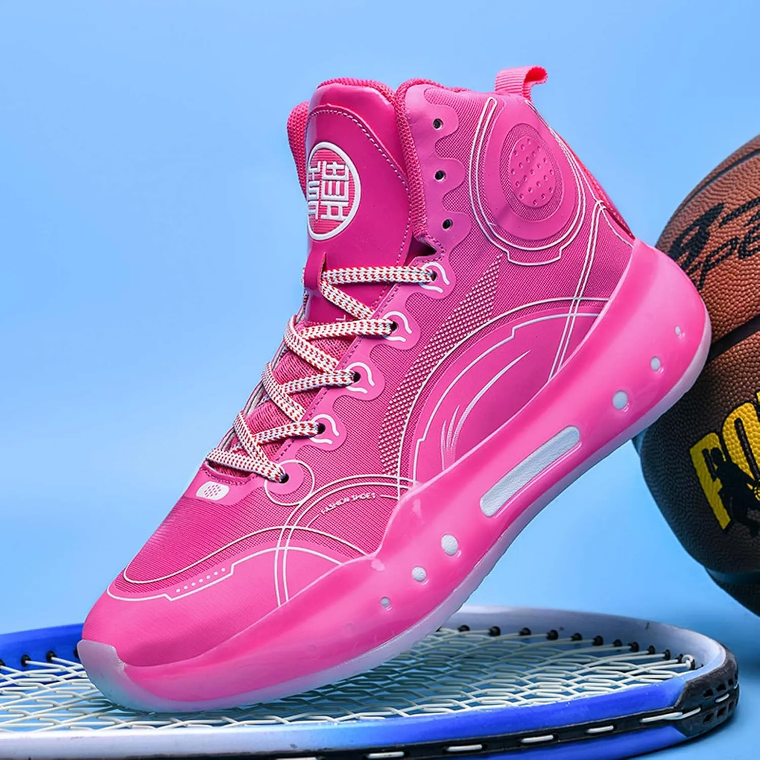 Men's Professional High Top Basketball Shoes Outdoor Anti-Slip Cushioning Teenage Sports Running Training Shoes Women's Fashion Sports Basketball Shoes Casual Walking Sports Men's/Women's Shoes