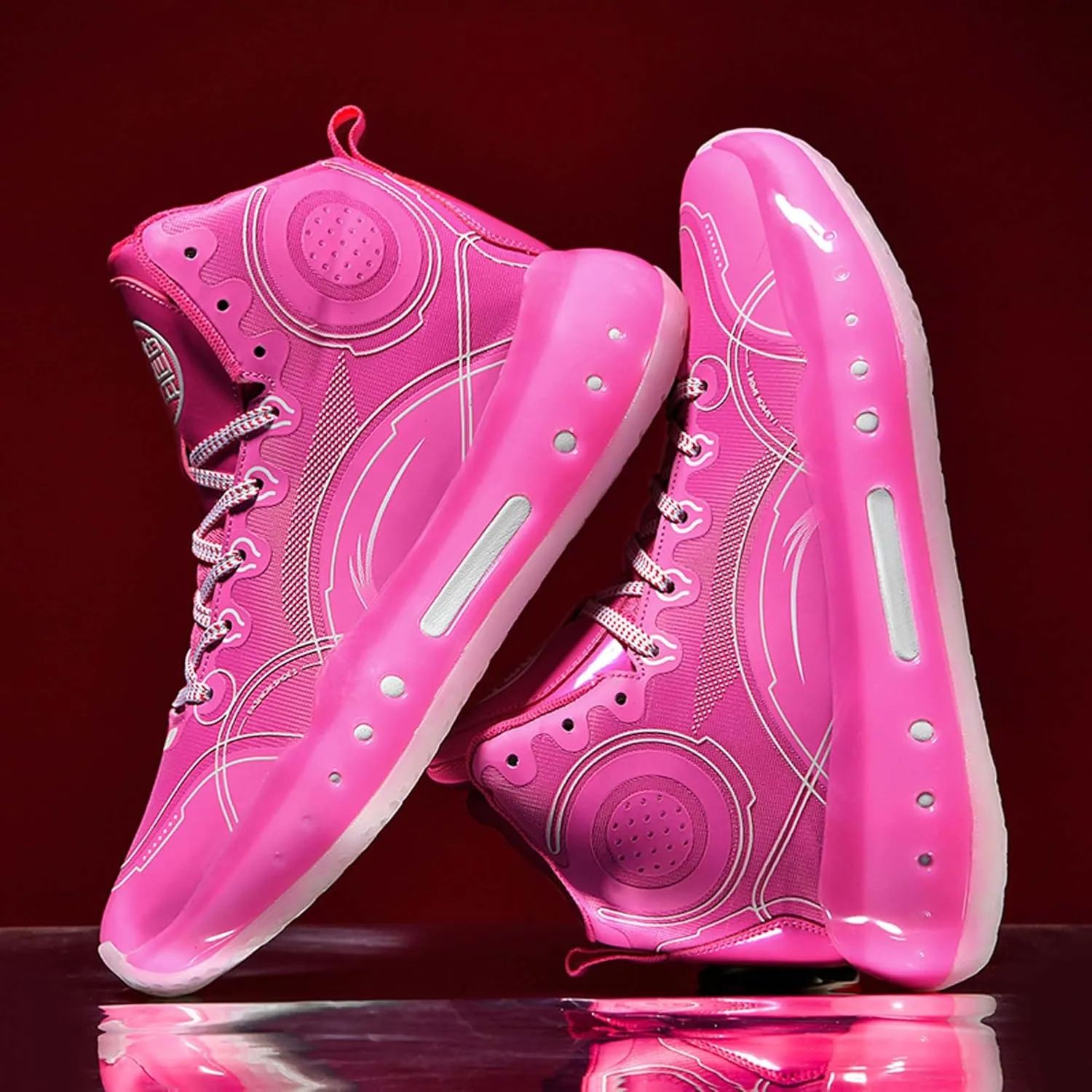 Men's Professional High Top Basketball Shoes Outdoor Anti-Slip Cushioning Teenage Sports Running Training Shoes Women's Fashion Sports Basketball Shoes Casual Walking Sports Men's/Women's Shoes