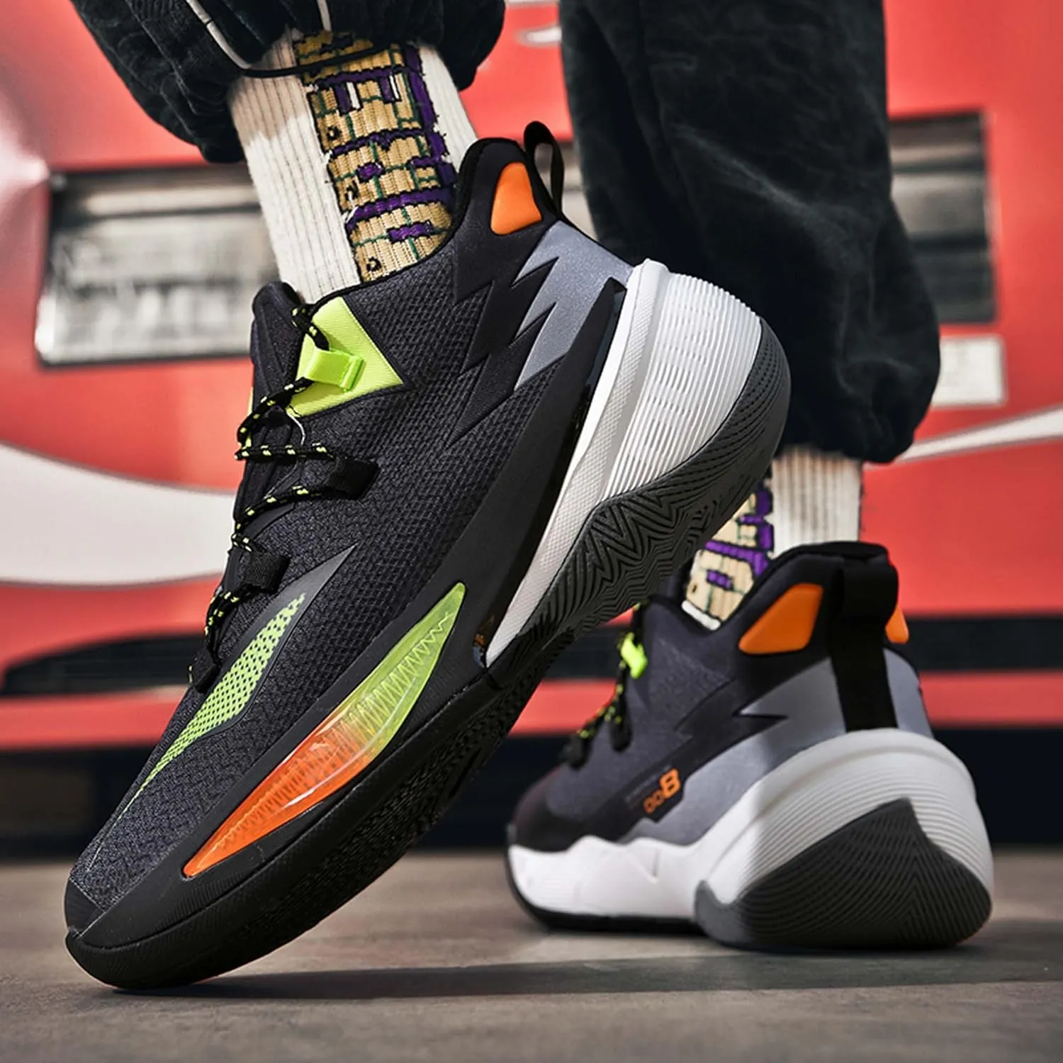 Men's Professional Match Basketball Shoes Street Combat Basketball Sneakers Women's Non-Slip Breathable Casual Sneakers Arch Support Walking Shoes