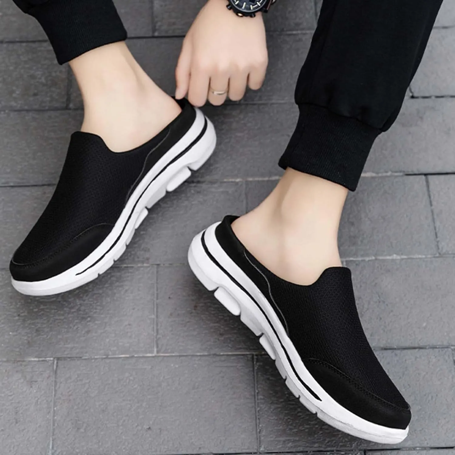 Men's Reathable Stretch Canvas Shoes Lightweight Breathable Walking Shoe Gym Tennis Business Formal Dress Shoes