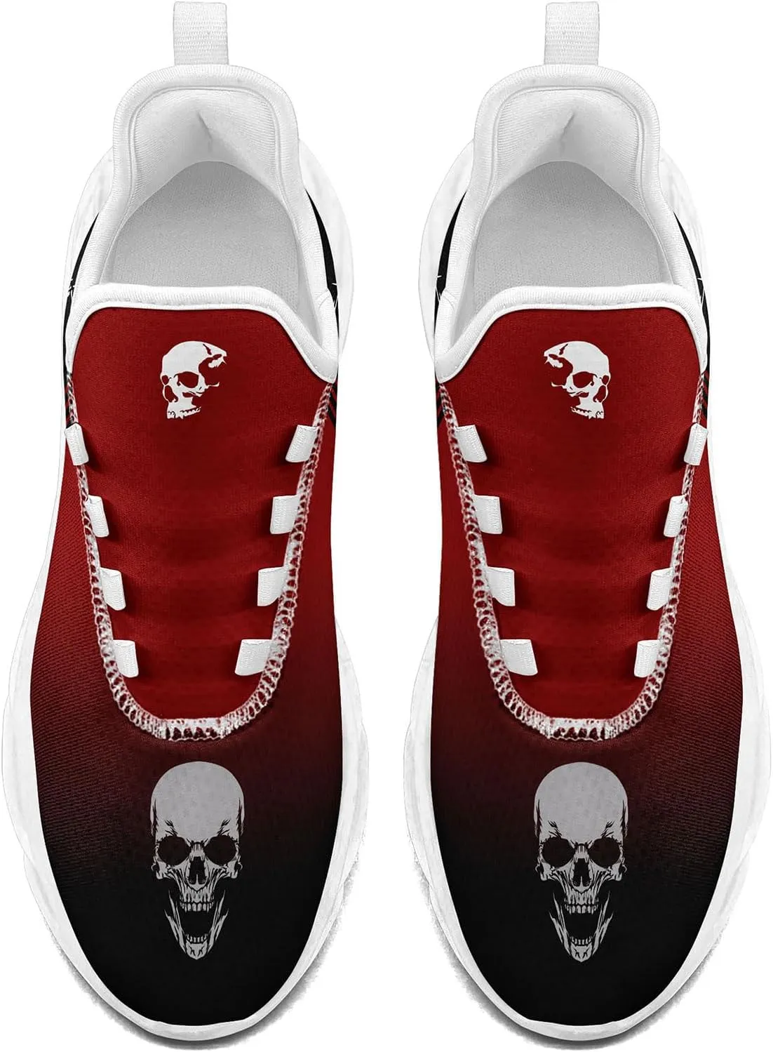 Men's Road Runnig Shoes Non-Slip Lightweight Fashion Skull Rose Walking Sneaker Athletic Cool Cushioned Sport Shoes for Women
