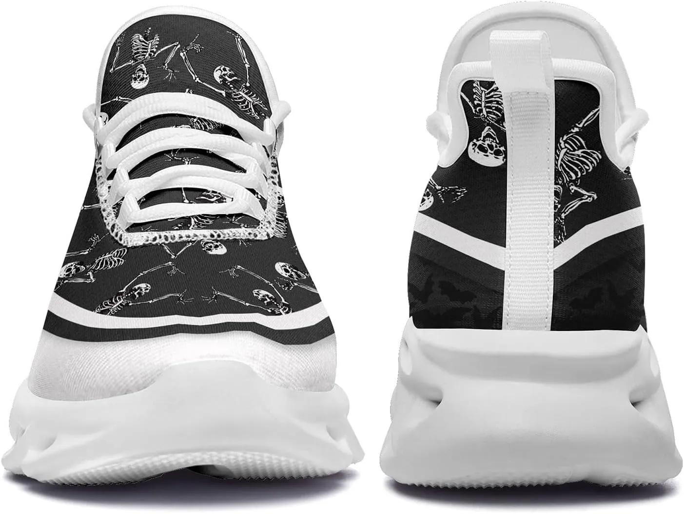 Men's Road Runnig Shoes Non-Slip Lightweight Fashion Skull Rose Walking Sneaker Athletic Cool Cushioned Sport Shoes for Women