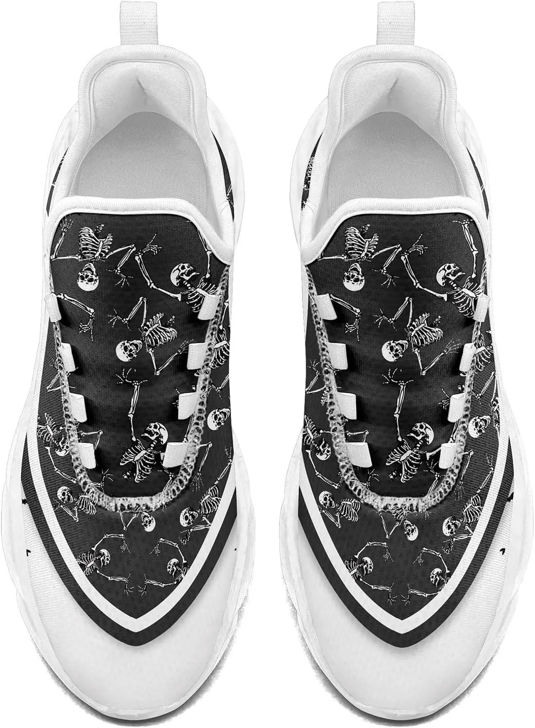 Men's Road Runnig Shoes Non-Slip Lightweight Fashion Skull Rose Walking Sneaker Athletic Cool Cushioned Sport Shoes for Women