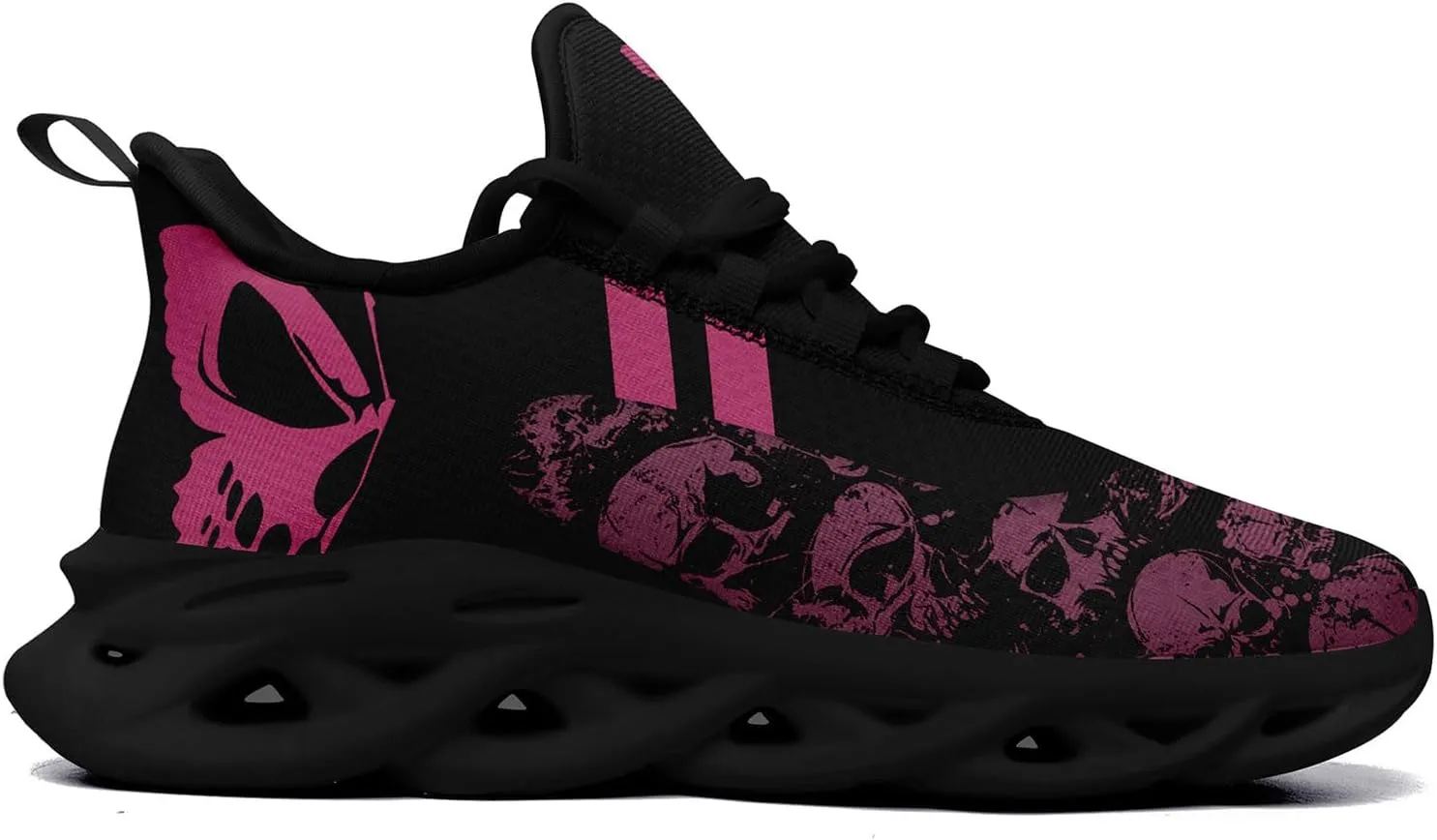 Men's Road Runnig Shoes Non-Slip Lightweight Fashion Skull Rose Walking Sneaker Athletic Cool Cushioned Sport Shoes for Women