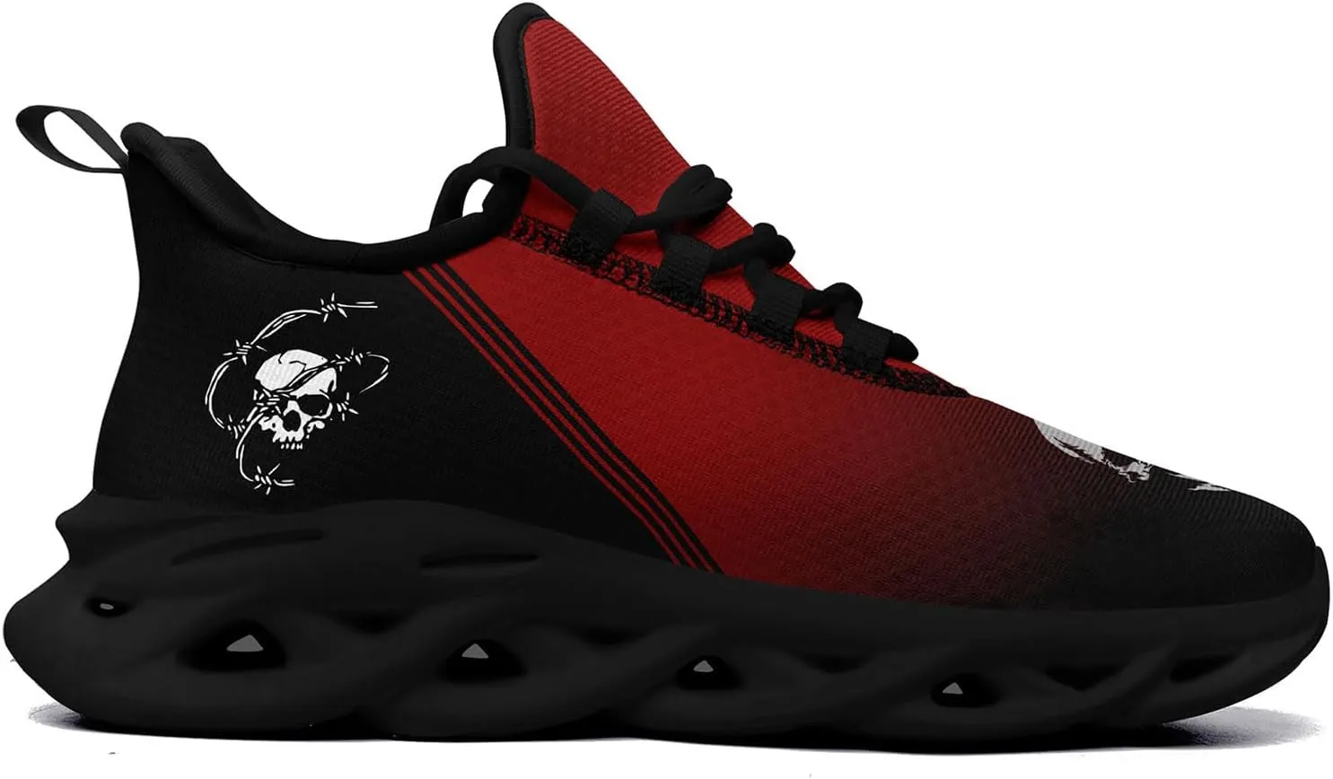 Men's Road Runnig Shoes Non-Slip Lightweight Fashion Skull Rose Walking Sneaker Athletic Cool Cushioned Sport Shoes for Women