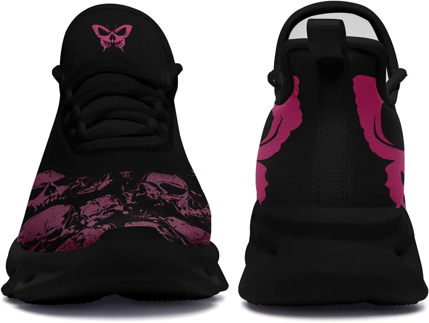 Men's Road Runnig Shoes Non-Slip Lightweight Fashion Skull Rose Walking Sneaker Athletic Cool Cushioned Sport Shoes for Women