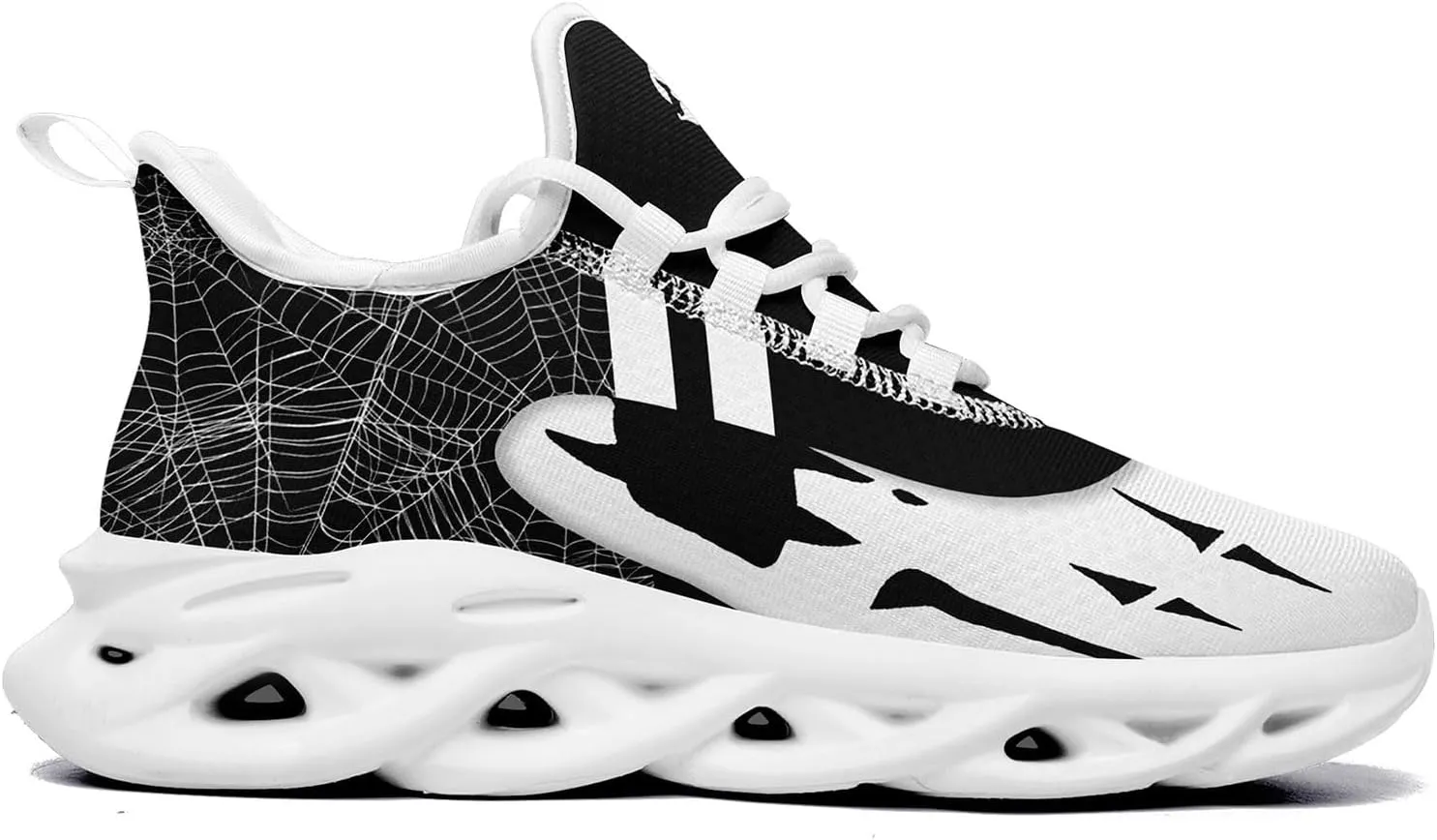 Men's Road Runnig Shoes Non-Slip Lightweight Fashion Skull Rose Walking Sneaker Athletic Cool Cushioned Sport Shoes for Women