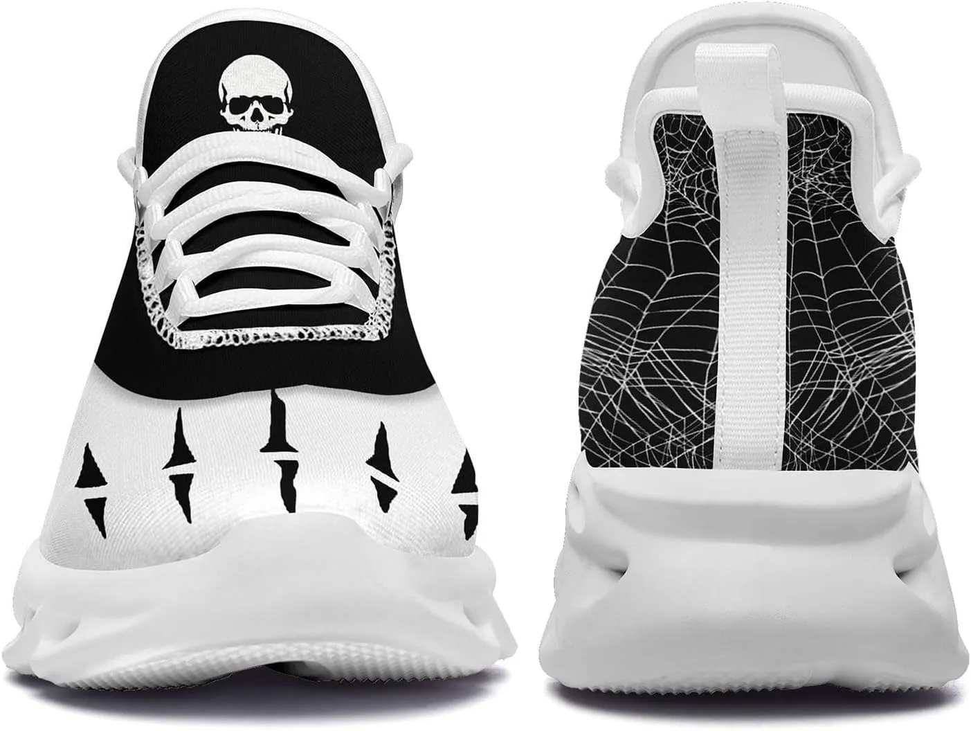 Men's Road Runnig Shoes Non-Slip Lightweight Fashion Skull Rose Walking Sneaker Athletic Cool Cushioned Sport Shoes for Women