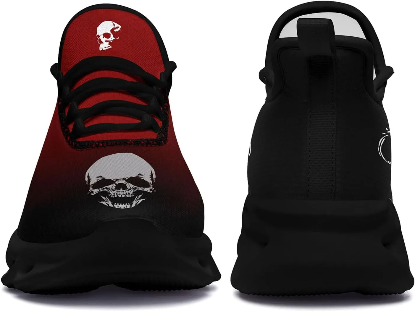 Men's Road Runnig Shoes Non-Slip Lightweight Fashion Skull Rose Walking Sneaker Athletic Cool Cushioned Sport Shoes for Women