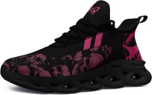 Men's Road Runnig Shoes Non-Slip Lightweight Fashion Skull Rose Walking Sneaker Athletic Cool Cushioned Sport Shoes for Women