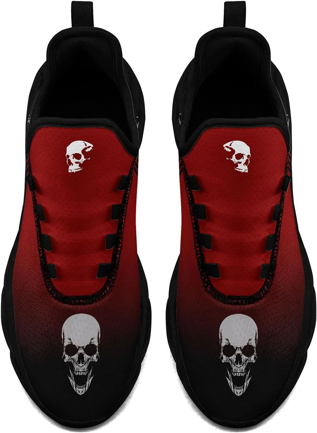 Men's Road Runnig Shoes Non-Slip Lightweight Fashion Skull Rose Walking Sneaker Athletic Cool Cushioned Sport Shoes for Women