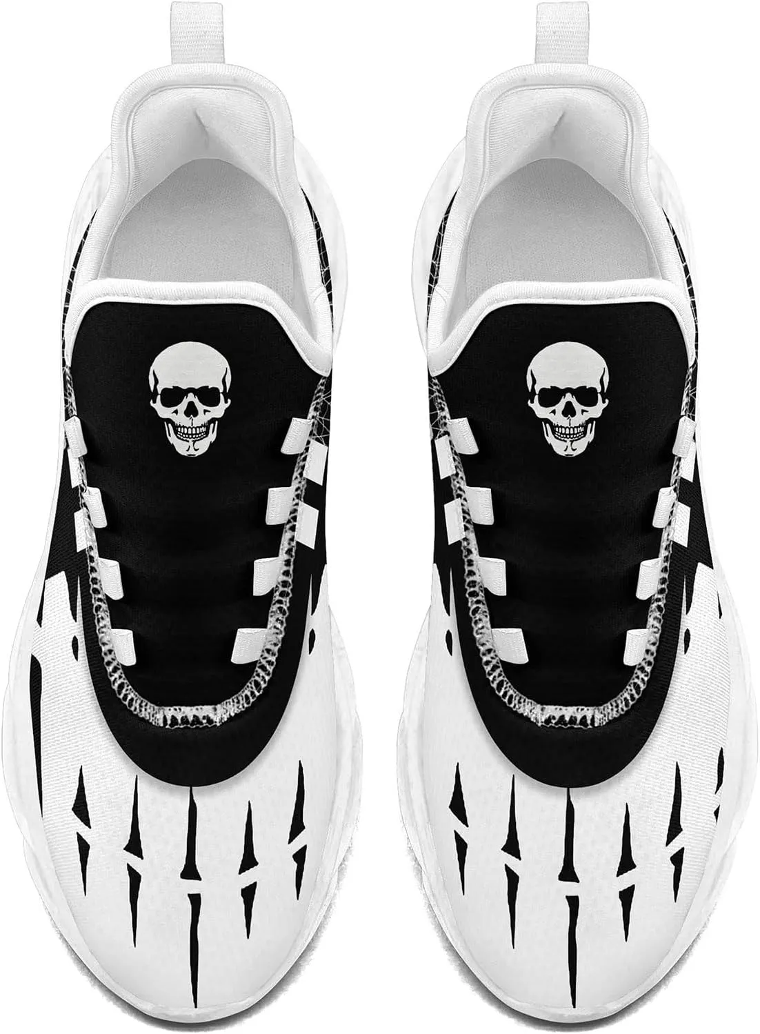 Men's Road Runnig Shoes Non-Slip Lightweight Fashion Skull Rose Walking Sneaker Athletic Cool Cushioned Sport Shoes for Women