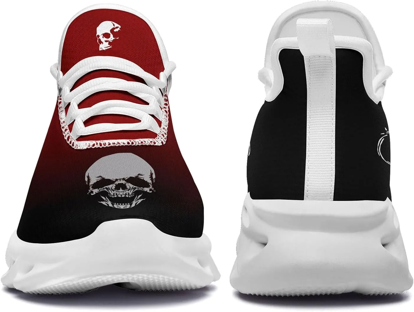 Men's Road Runnig Shoes Non-Slip Lightweight Fashion Skull Rose Walking Sneaker Athletic Cool Cushioned Sport Shoes for Women