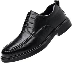 Men's Slim Fit Derby Leather Shoes - Formal Business Attire Footwear with Cushioned Footbed for Corporate Events, Interviews & Daily Office Wear