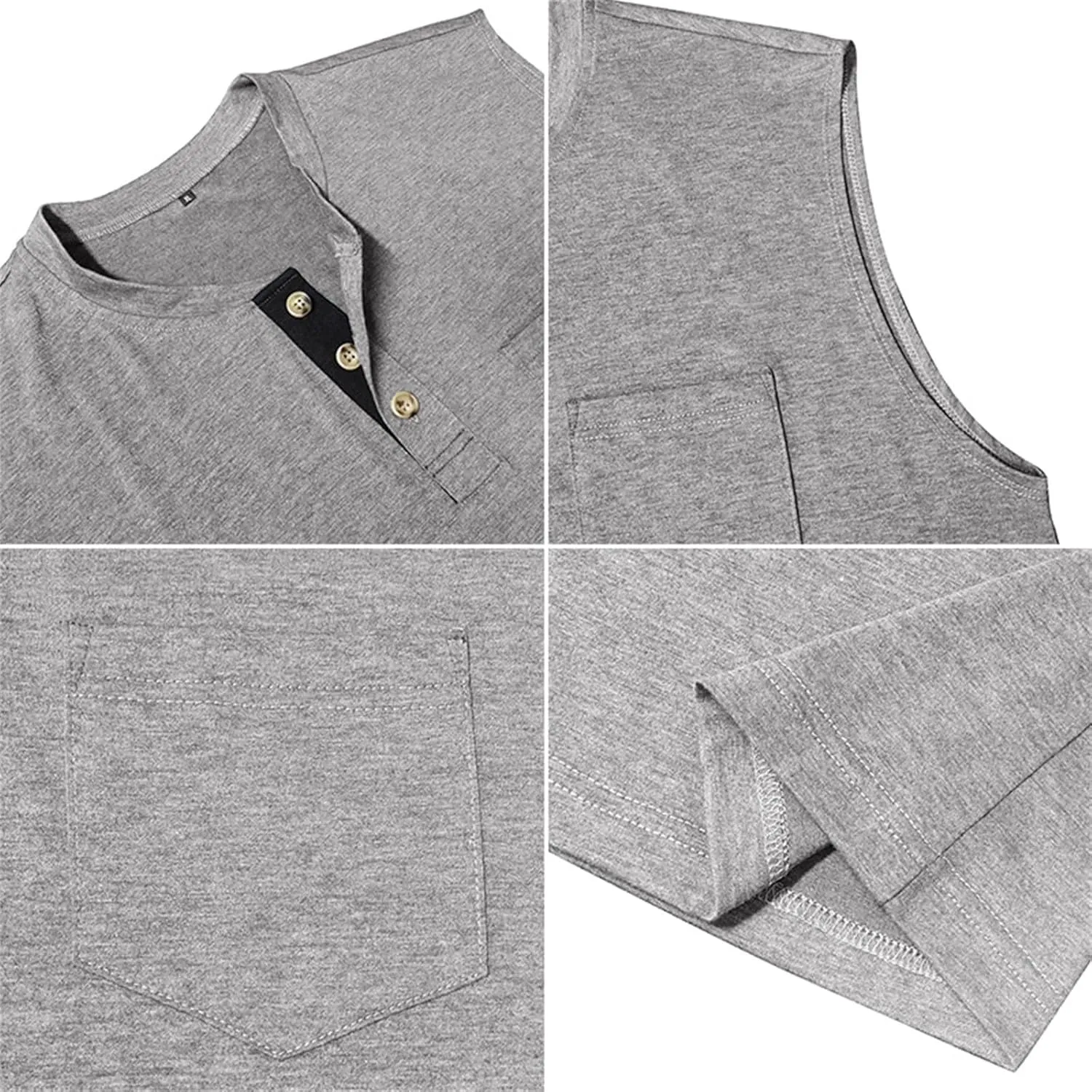 Mens Slim Fit Muscle Tank Tops Sleeveless Round Neck Workout Gym Big and Tall Button up Henley Shirt Casual Basic