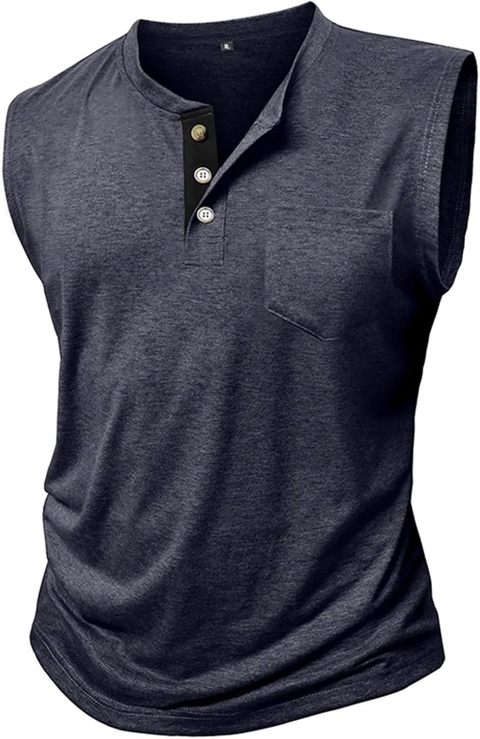 Mens Slim Fit Muscle Tank Tops Sleeveless Round Neck Workout Gym Big and Tall Button up Henley Shirt Casual Basic