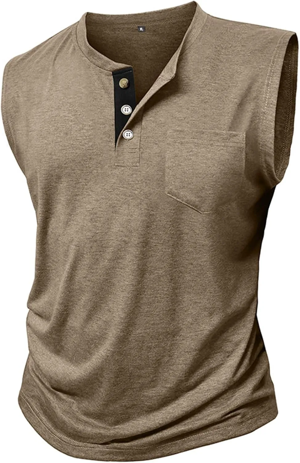 Mens Slim Fit Muscle Tank Tops Sleeveless Round Neck Workout Gym Big and Tall Button up Henley Shirt Casual Basic