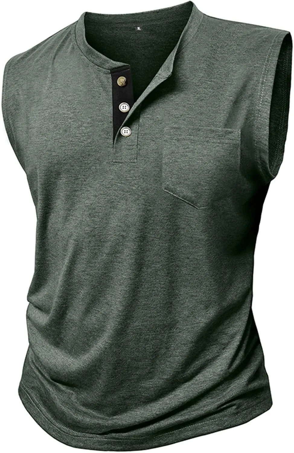 Mens Slim Fit Muscle Tank Tops Sleeveless Round Neck Workout Gym Big and Tall Button up Henley Shirt Casual Basic
