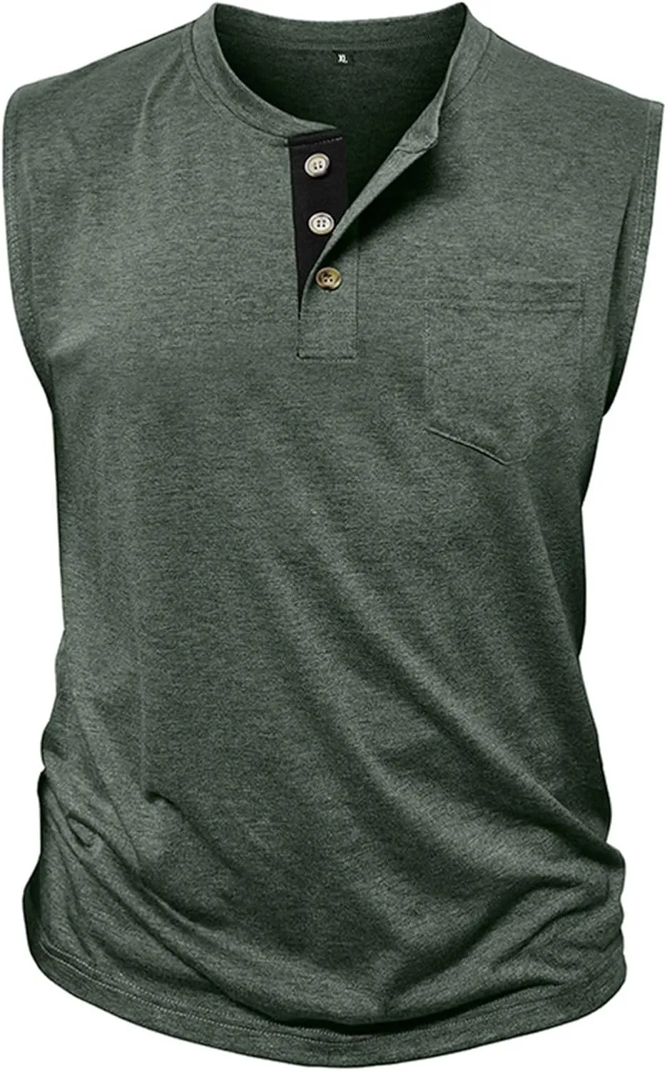 Mens Slim Fit Muscle Tank Tops Sleeveless Round Neck Workout Gym Big and Tall Button up Henley Shirt Casual Basic