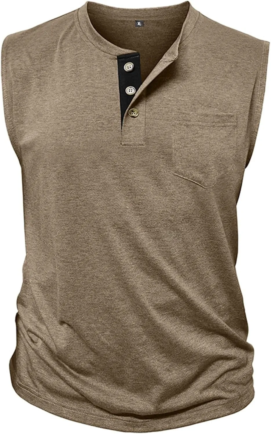 Mens Slim Fit Muscle Tank Tops Sleeveless Round Neck Workout Gym Big and Tall Button up Henley Shirt Casual Basic