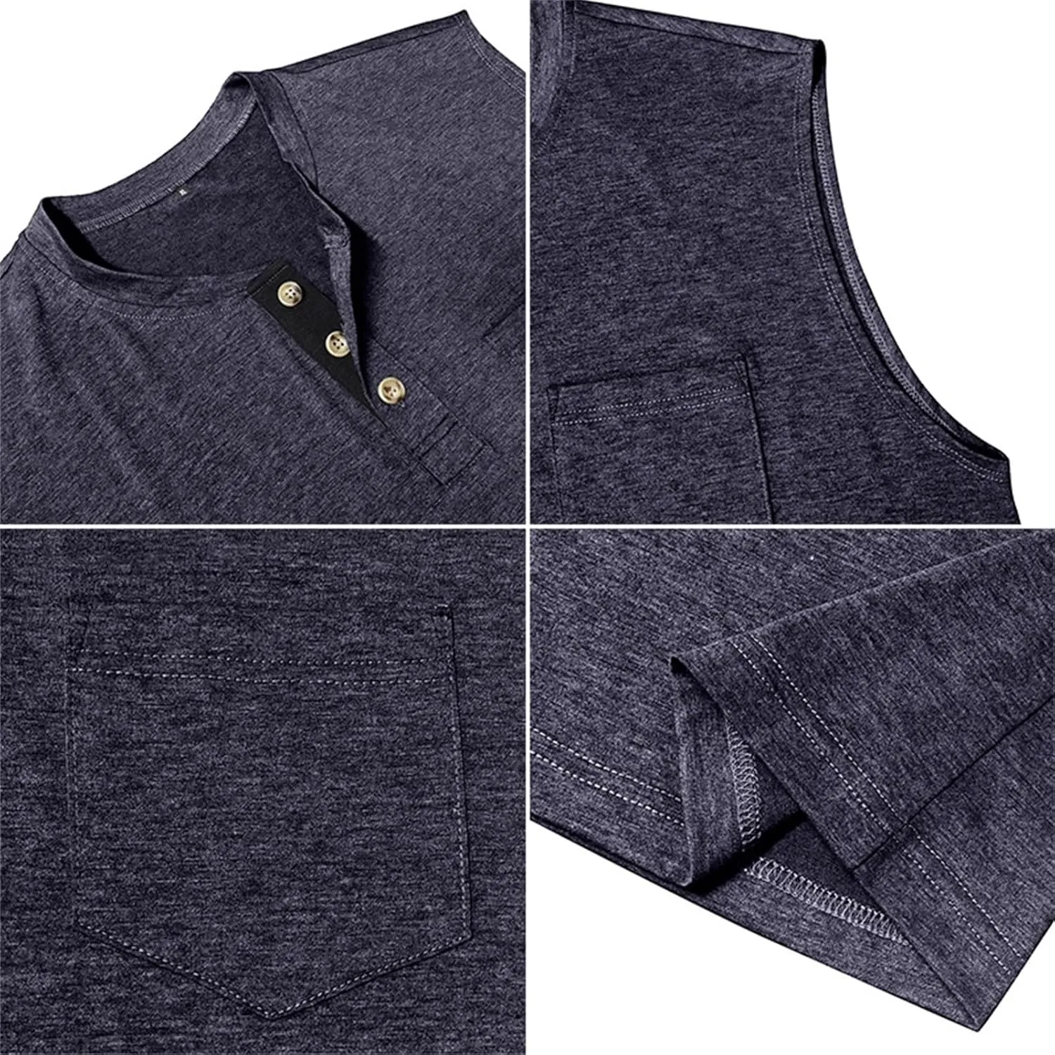 Mens Slim Fit Muscle Tank Tops Sleeveless Round Neck Workout Gym Big and Tall Button up Henley Shirt Casual Basic