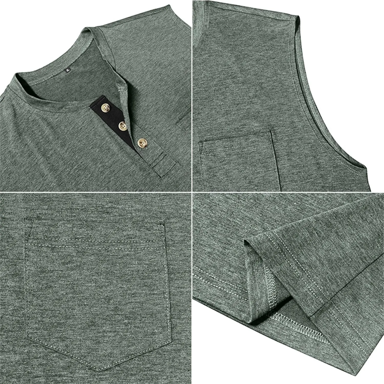 Mens Slim Fit Muscle Tank Tops Sleeveless Round Neck Workout Gym Big and Tall Button up Henley Shirt Casual Basic