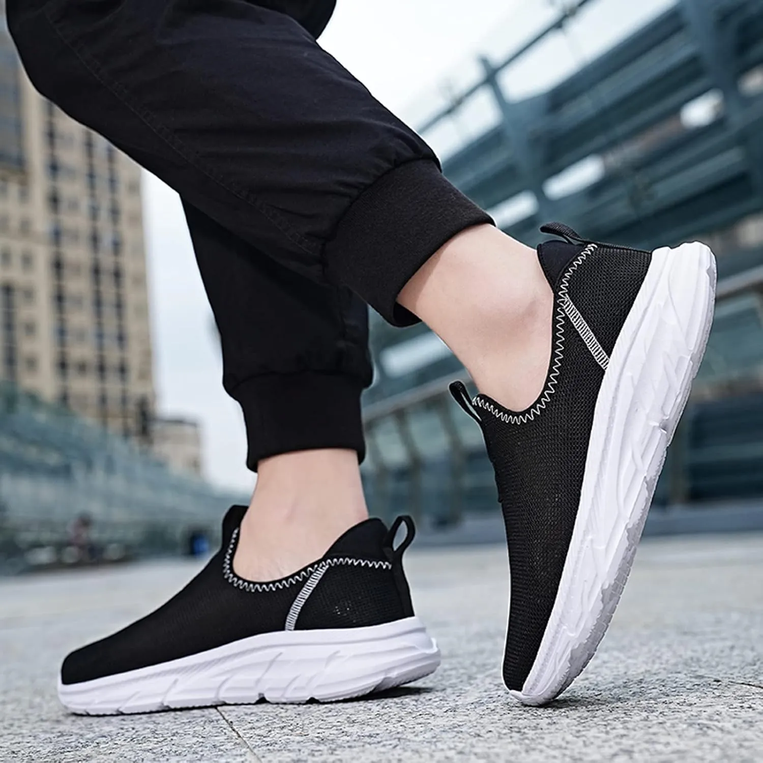 Mens Slip On Men Sports Shoes Fashionable Simple and Solid Color The New Pattern Summer Hollow Mesh Breathable
