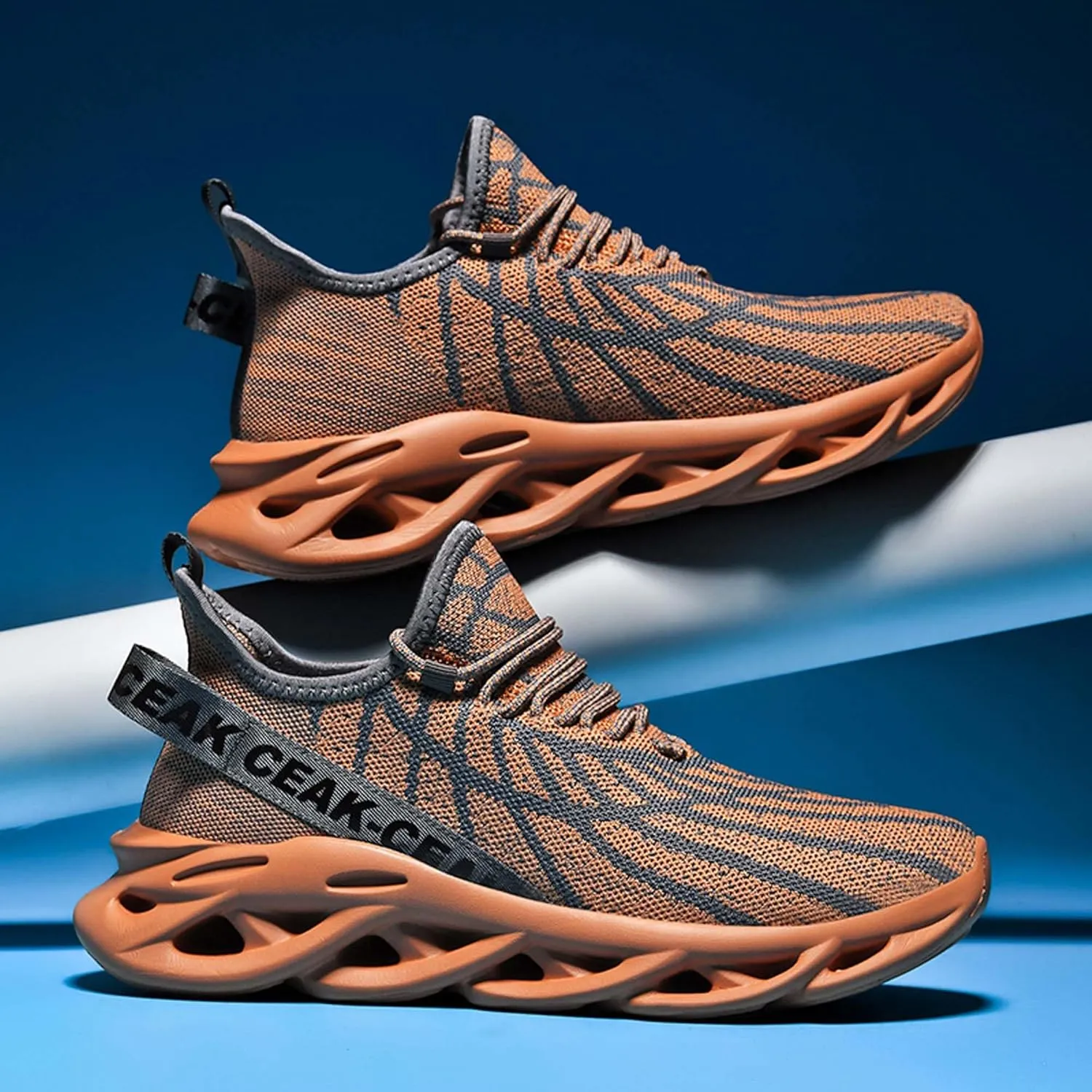 Men's Sports Running Shoes - Breathable Mesh - Fashion Sneakers - Men's Plus Size Basketball Shoes Non-slip Cushioned Walking Shoes - Fitness Tennis Work Shoes