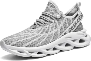 Men's Sports Running Shoes - Breathable Mesh - Fashion Sneakers - Men's Plus Size Basketball Shoes Non-slip Cushioned Walking Shoes - Fitness Tennis Work Shoes