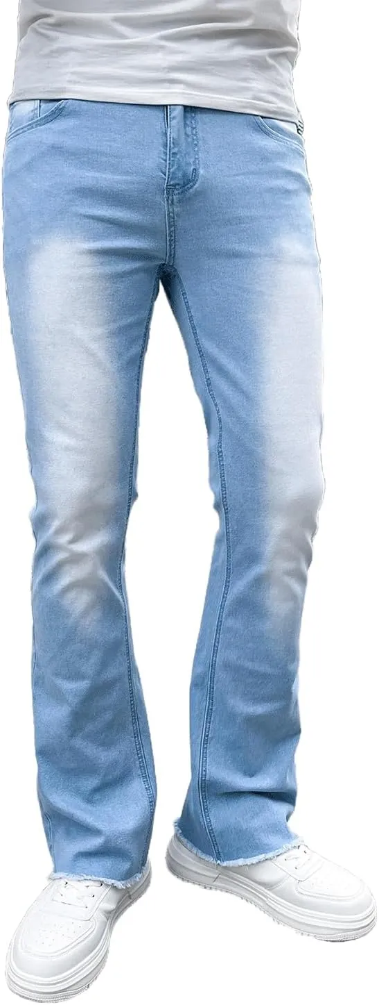 Men's Straight Leg Boot Cut Jeans Stretch Slim Fit Flared Jeans Light Wash Vintage Skinny Denim Pants