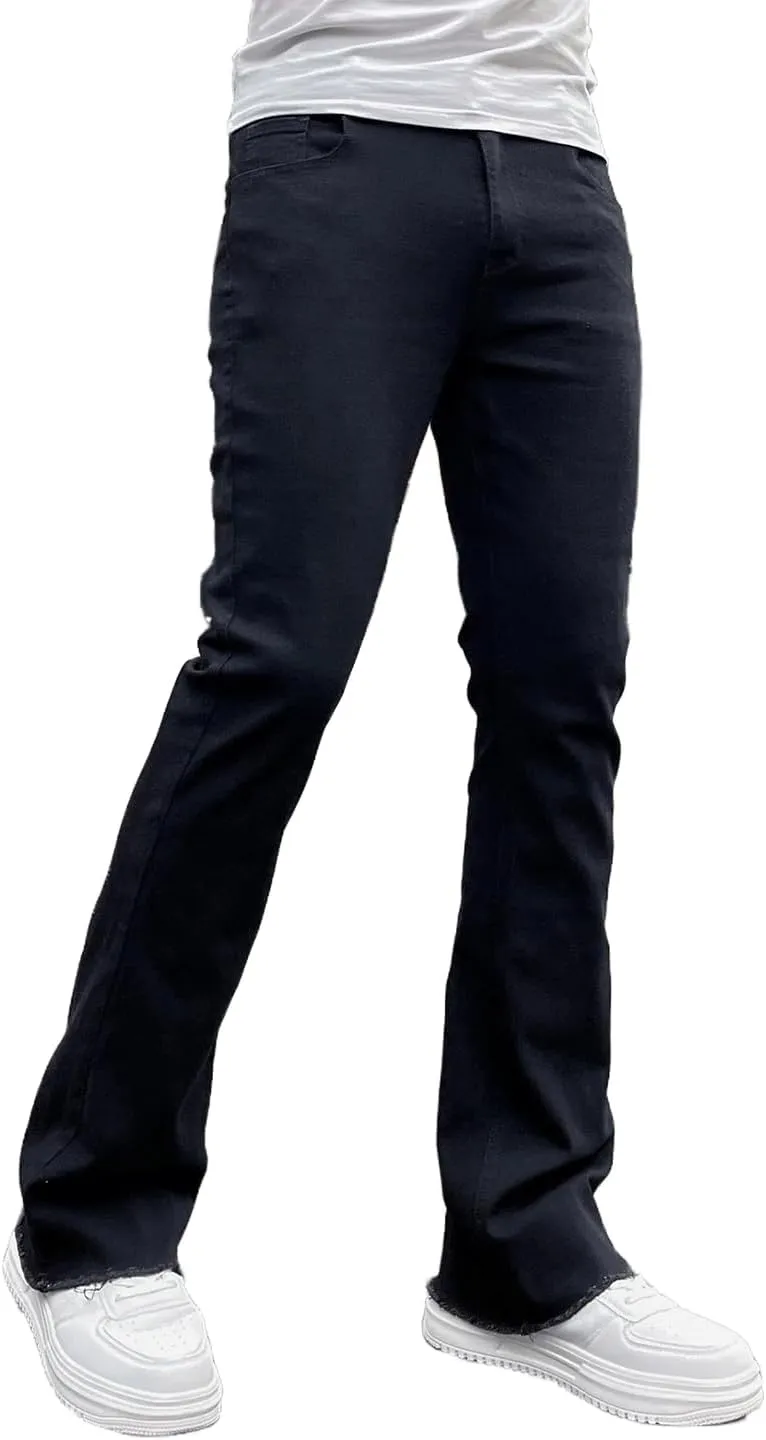 Men's Straight Leg Boot Cut Jeans Stretch Slim Fit Flared Jeans Light Wash Vintage Skinny Denim Pants