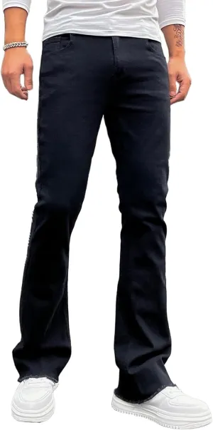 Men's Straight Leg Boot Cut Jeans Stretch Slim Fit Flared Jeans Light Wash Vintage Skinny Denim Pants
