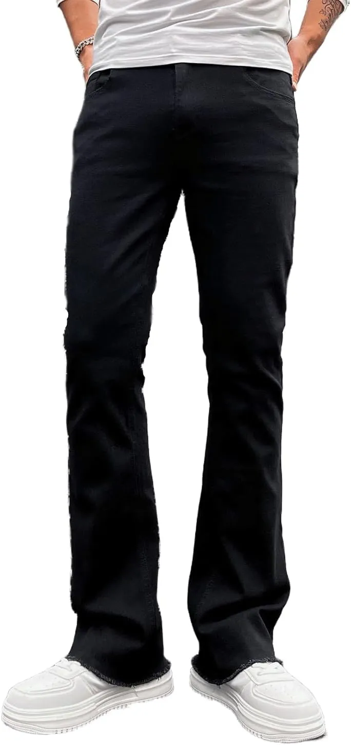Men's Straight Leg Boot Cut Jeans Stretch Slim Fit Flared Jeans Light Wash Vintage Skinny Denim Pants