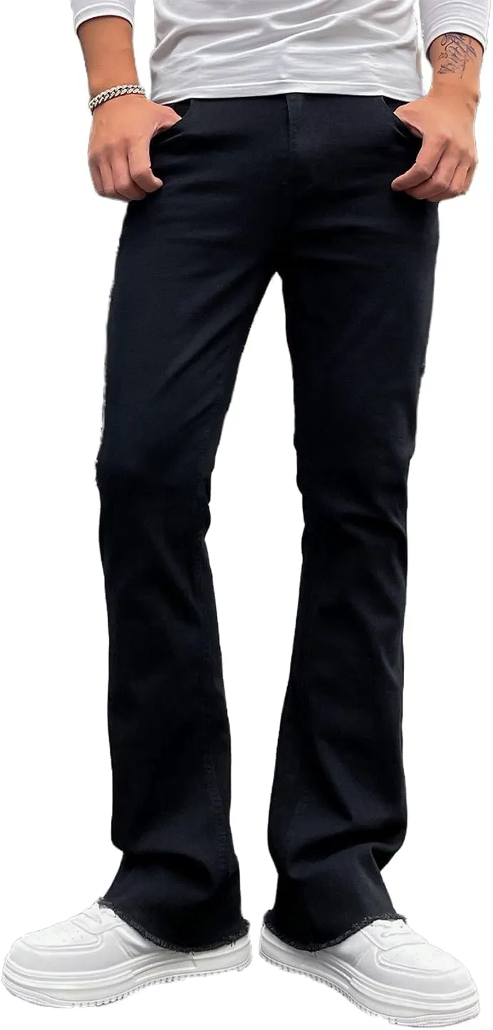 Men's Straight Leg Boot Cut Jeans Stretch Slim Fit Flared Jeans Light Wash Vintage Skinny Denim Pants