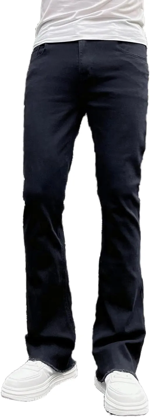 Men's Straight Leg Boot Cut Jeans Stretch Slim Fit Flared Jeans Light Wash Vintage Skinny Denim Pants