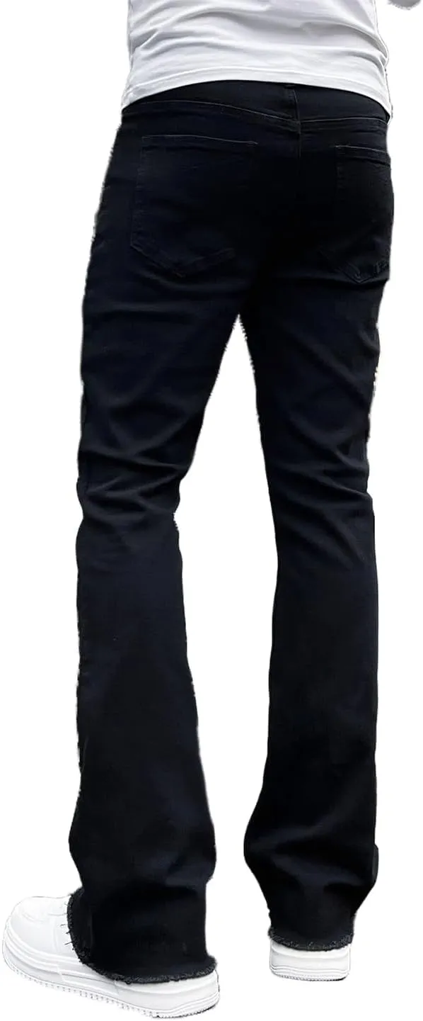 Men's Straight Leg Boot Cut Jeans Stretch Slim Fit Flared Jeans Light Wash Vintage Skinny Denim Pants