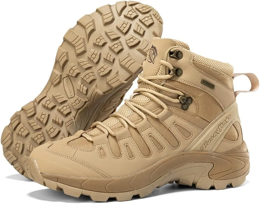 Men's Tactical Ankle Boots: Side Zipper Military Work Boots, Hook & Loop Closure