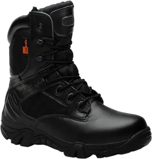 Men's Tactical Ankle Boots: Side Zipper Military Work Boots, Hook & Loop Closure