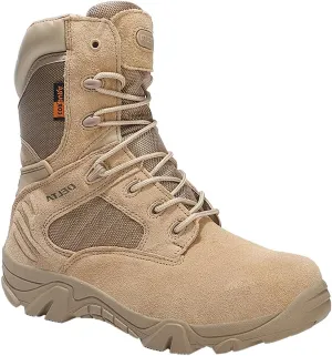Men's Tactical Ankle Boots: Side Zipper Military Work Boots, Hook & Loop Closure
