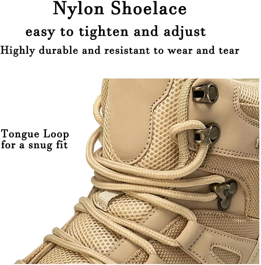 Men's Tactical Ankle Boots: Side Zipper Military Work Boots, Hook & Loop Closure