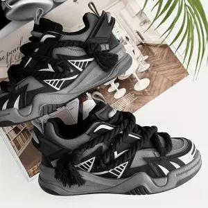 Men's Trendy Fashion Lace-up Trainers, Four Seasons Comfortable Wearable Slip-on Shoes, Street Style Non-Slip Walking Shoes