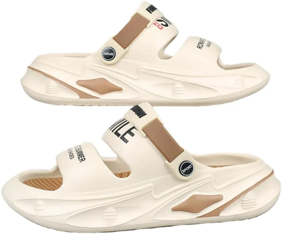 Men's Trendy Street Style Colour Block Open Toe Breathable Chunky Slippers, Comfy Non Slip Casual Durable EVA Slides For Men's Outdoor Activities,Men's sandals