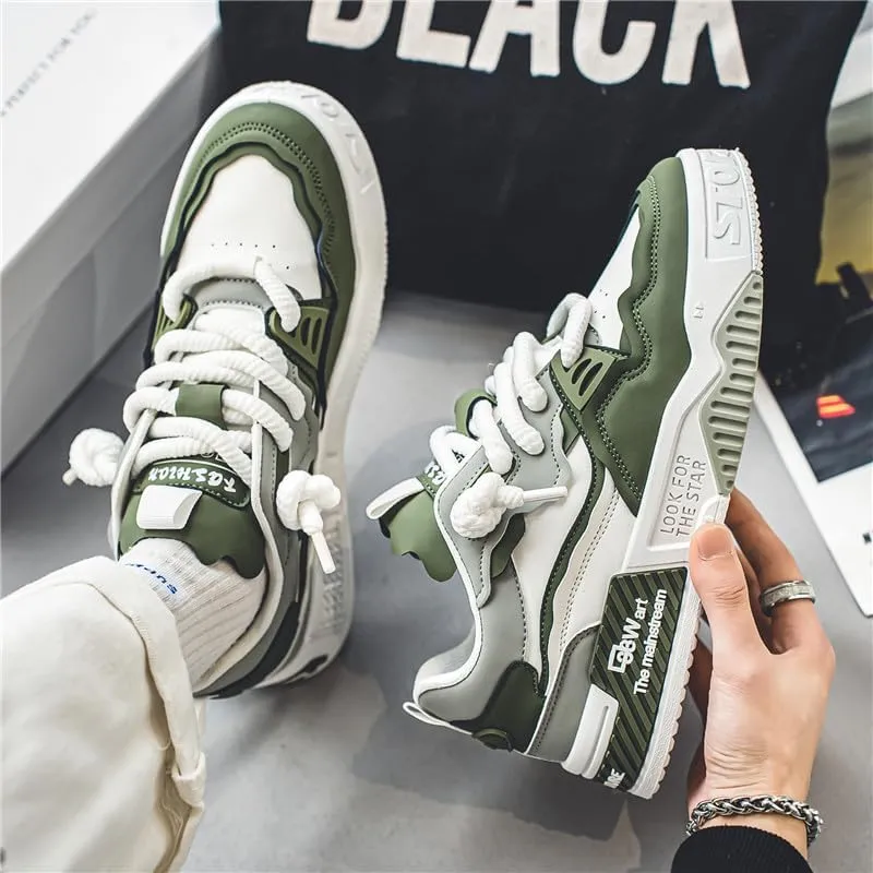Men's Trendy Stylish Sneakers, Comfortable Breathable Wear-Resistant Skateboard Shoes for All Seasons Fashion Men’s Platform Chunky Sneakers,Street Style Footwear Shoes Size 6.5-10