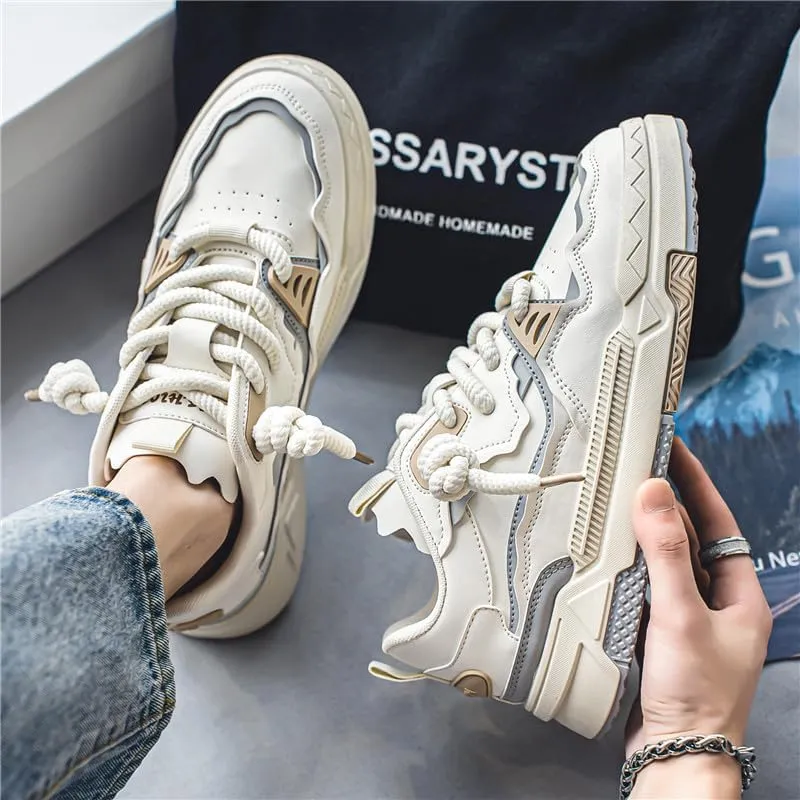 Men's Trendy Stylish Sneakers, Comfortable Breathable Wear-Resistant Skateboard Shoes for All Seasons Fashion Men’s Platform Chunky Sneakers,Street Style Footwear Shoes Size 6.5-10