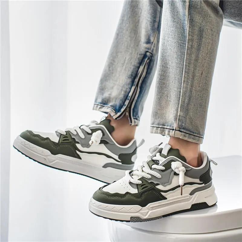 Men's Trendy Stylish Sneakers, Comfortable Breathable Wear-Resistant Skateboard Shoes for All Seasons Fashion Men’s Platform Chunky Sneakers,Street Style Footwear Shoes Size 6.5-10