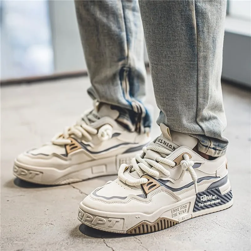 Men's Trendy Stylish Sneakers, Comfortable Breathable Wear-Resistant Skateboard Shoes for All Seasons Fashion Men’s Platform Chunky Sneakers,Street Style Footwear Shoes Size 6.5-10