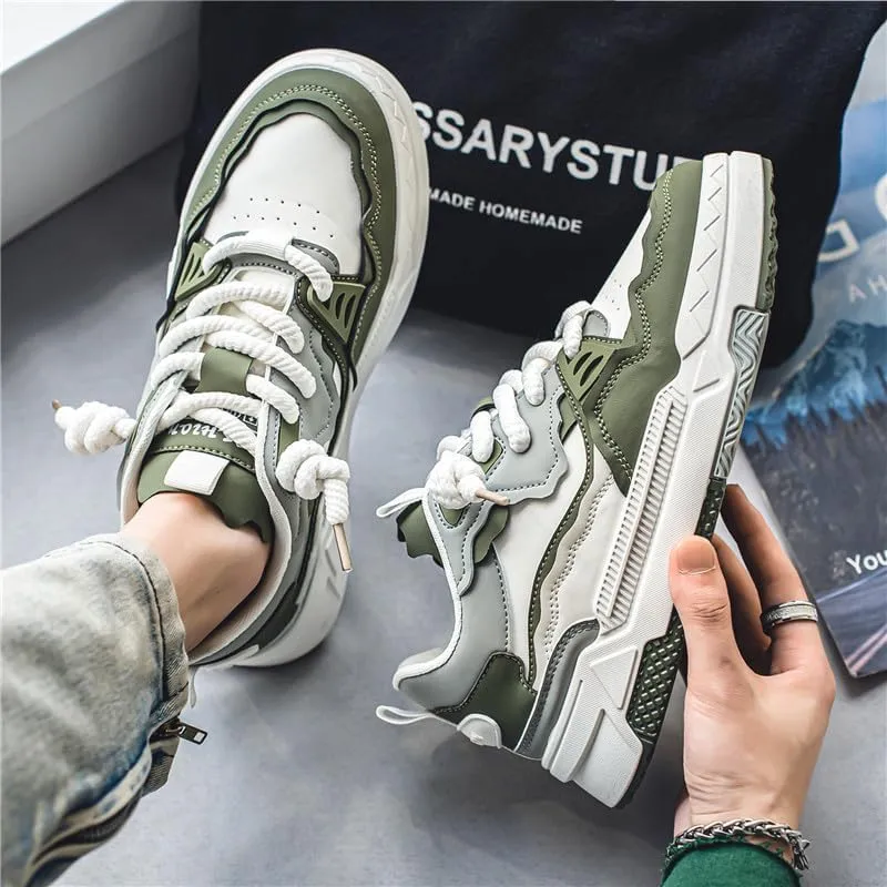 Men's Trendy Stylish Sneakers, Comfortable Breathable Wear-Resistant Skateboard Shoes for All Seasons Fashion Men’s Platform Chunky Sneakers,Street Style Footwear Shoes Size 6.5-10