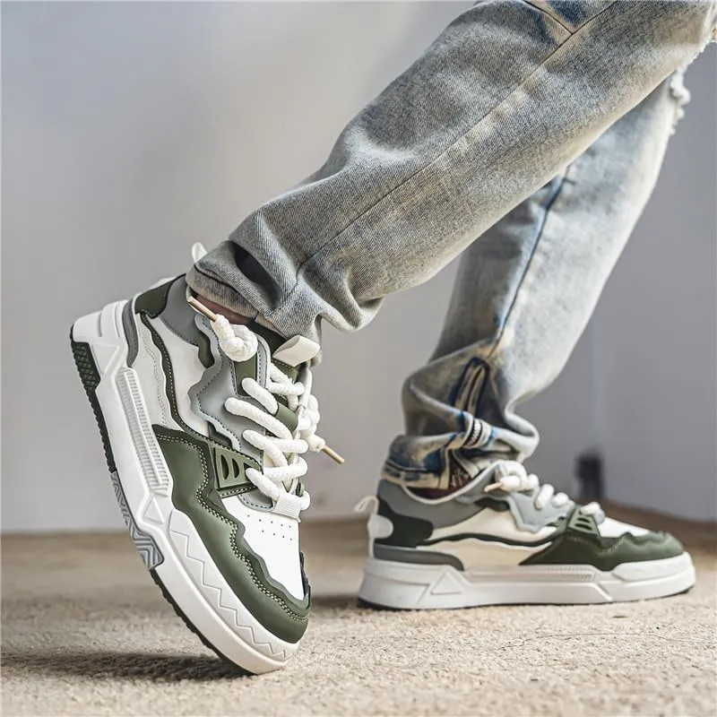 Men's Trendy Stylish Sneakers, Comfortable Breathable Wear-Resistant Skateboard Shoes for All Seasons Fashion Men’s Platform Chunky Sneakers,Street Style Footwear Shoes Size 6.5-10
