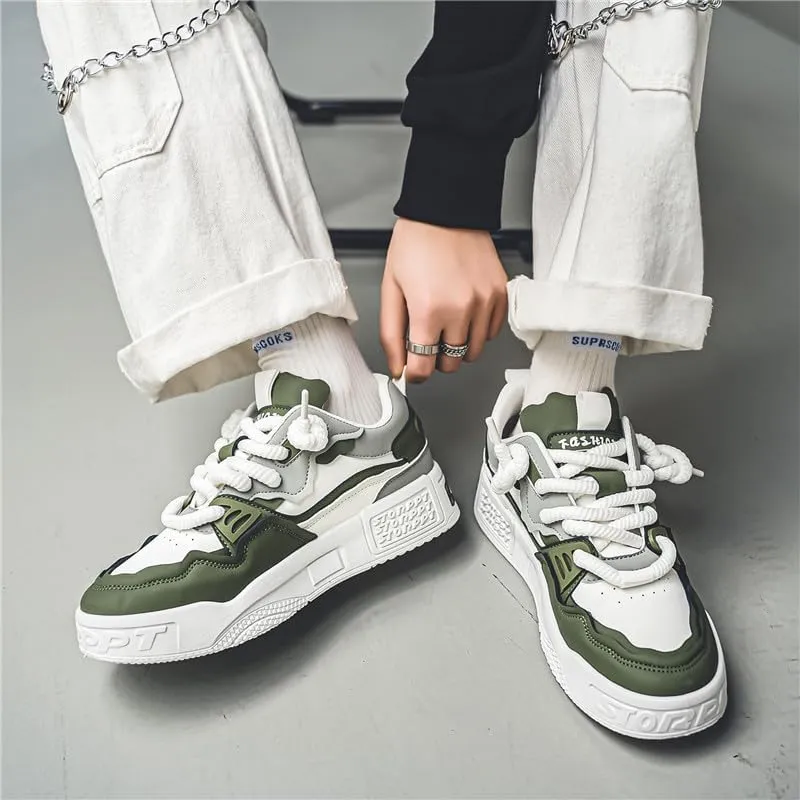 Men's Trendy Stylish Sneakers, Comfortable Breathable Wear-Resistant Skateboard Shoes for All Seasons Fashion Men’s Platform Chunky Sneakers,Street Style Footwear Shoes Size 6.5-10